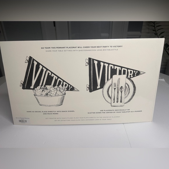 Hester & Cook Black and White Victory Paper Placemats, Set of 12, 18”x10” - Picture 3 of 5